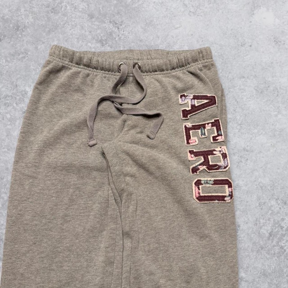 Aeropostale Vintage Y2K Grey Brown Embroidered Logo Sweatpants Joggers Womens